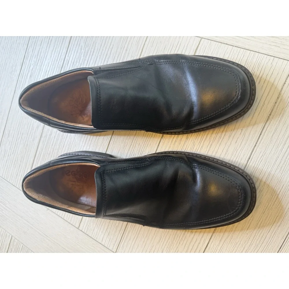 Ecco Shock Point‎ Men's Black Leather Slip On Loafer Shoes Size 8